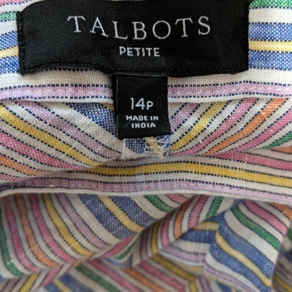Talbots linen blend multicolor striped flowy breezy summer midi skirt 14P - Picture 2 of 6